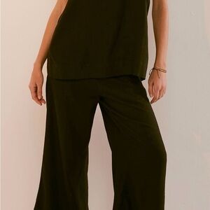 Free People Olive Wide Leg Jumpsuit
